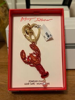 Betsey Johnson Red Glitter Lobster Keychain